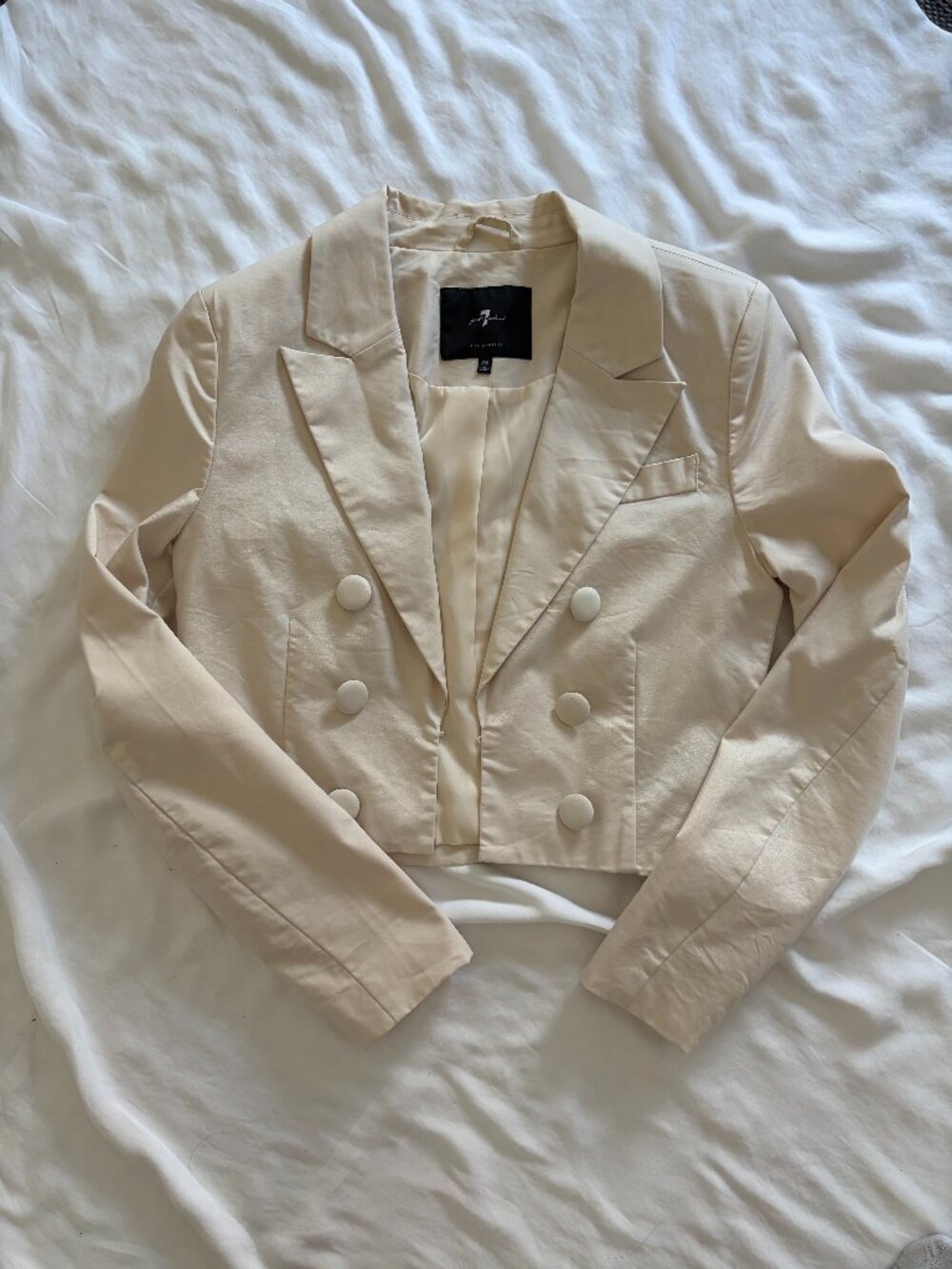 7 for All Mankind Cropped Cream White Blazer Jacket